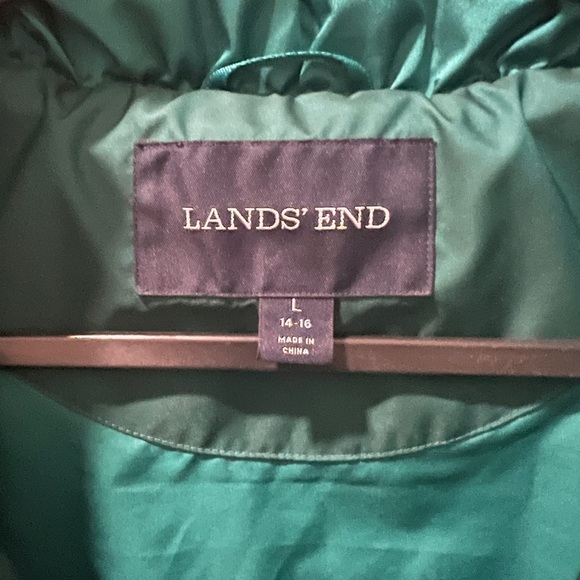 Lands End puffer vest size 14/16. Teal green. Down and feather filled - Picture 2 of 4